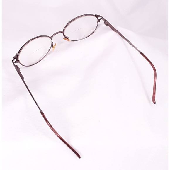 Eyeglasses Bronze Tone Art Deco Style Metal Frame Oval Prescription Lens - Picture 4 of 8